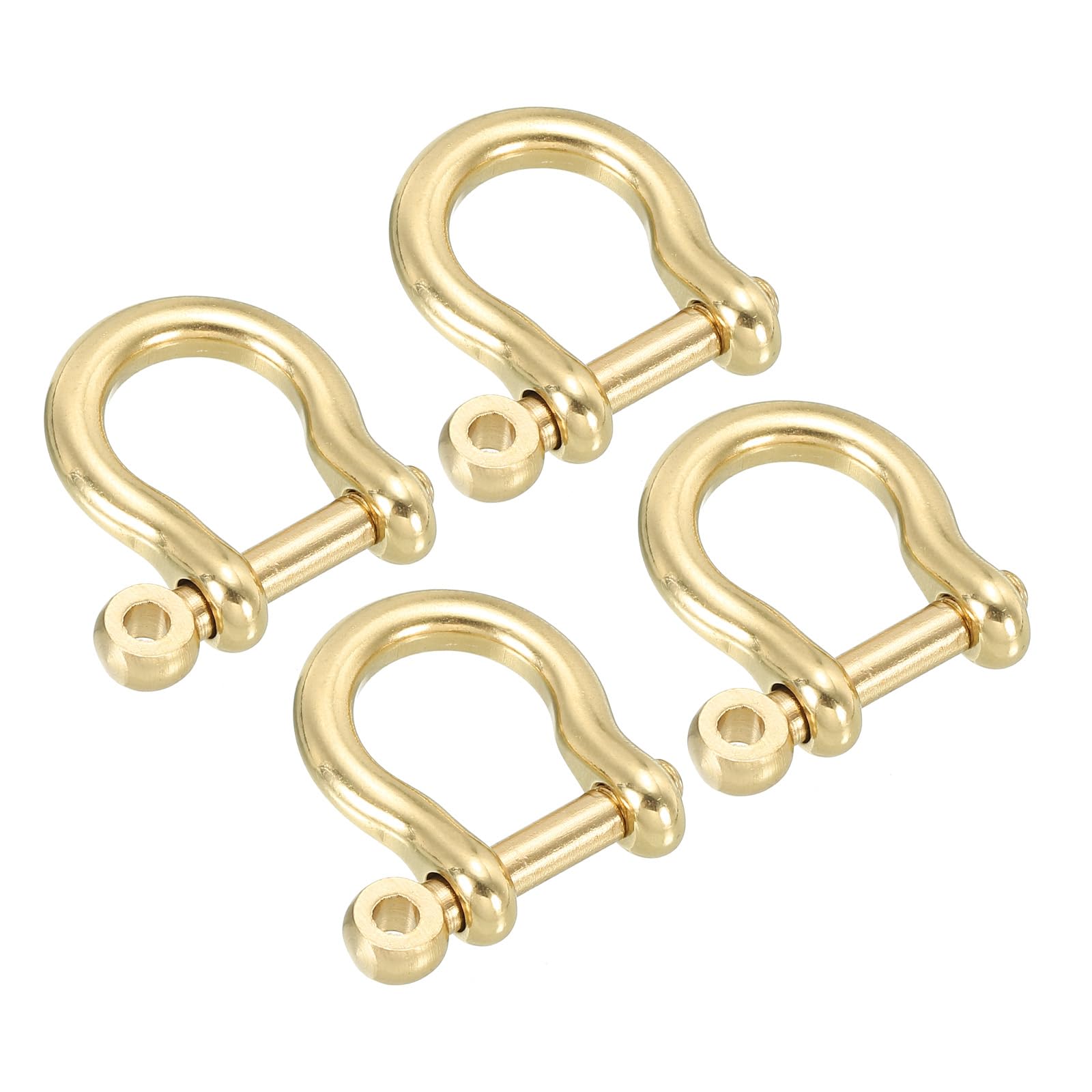 PATIKIL D-Ring Shackle, 4 Pack 9mm Inner Width Pure Brass U Type Fob Key Hook Small Bow Shackles for DIY Craft Leather Replacement