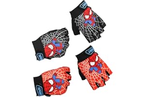 Miokkley Kids Fingerless Bike Gloves, 2 Pairs Spider Superhero Sport Gloves Monkey Bar Climbing Cycling Biking Fishing
