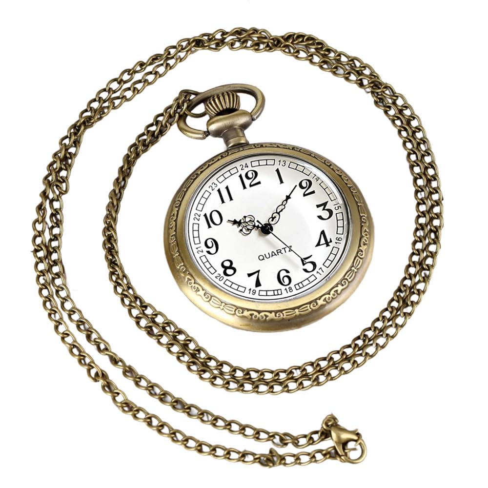 Fogitbok Vintage Quartz Pocket Watches for Men with Chains, Analog Pocket Watch for Women, Gifts for Dad/Grandpa Gifts for Him for Birthday