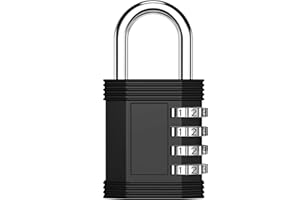 ZHEGE Gym Lock, 4 Digit Combination Lock, Locker Lock and Employee Locker, Hasp and Storage - Easy to Set Your Own Keyless Resettable Number Lock (Black)