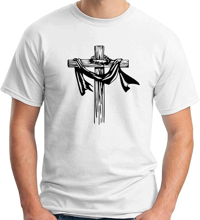 TShirt Man White FUN1004 Christian Cross 44 50532 Amazon.co.uk Clothing