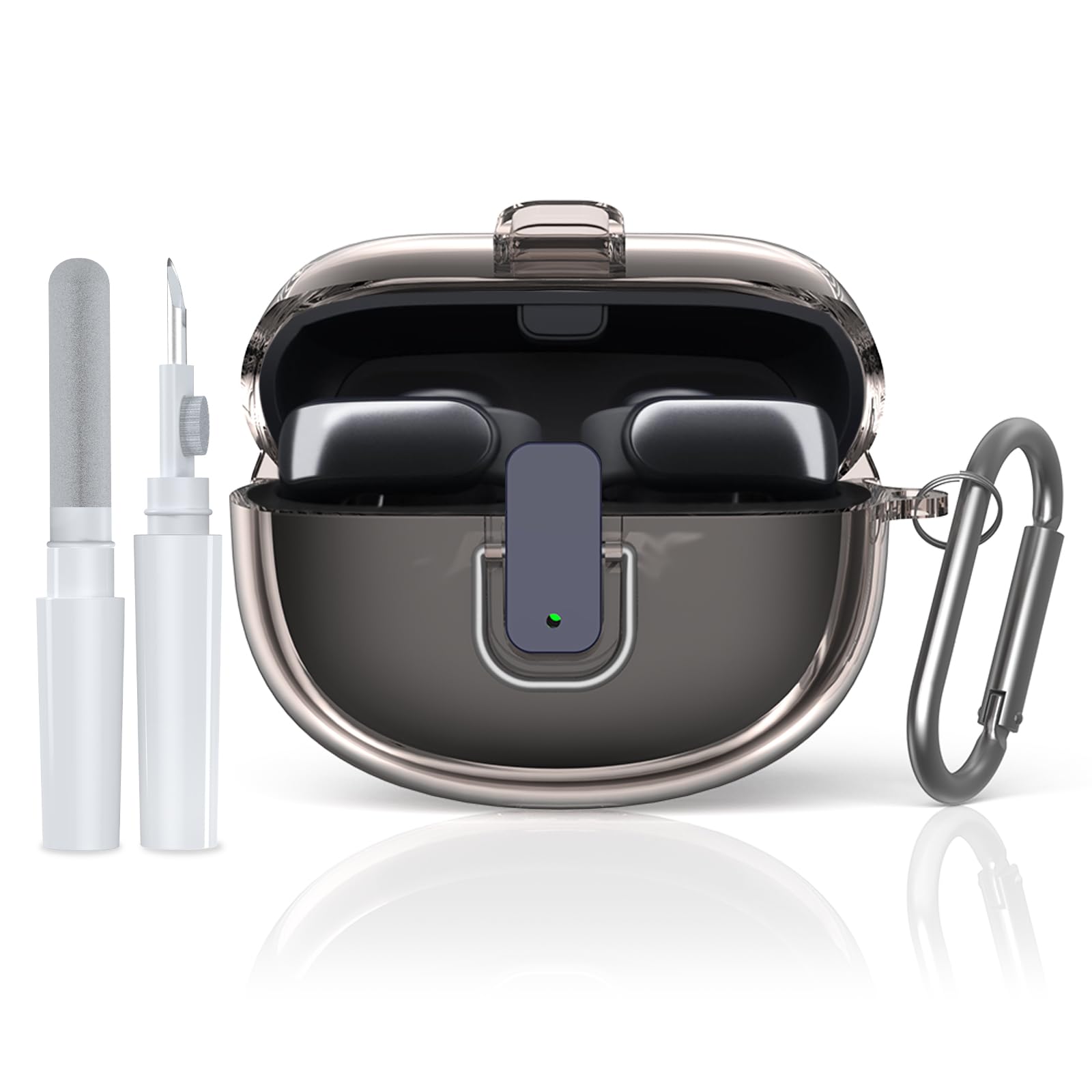 Photo 1 of [Secure Lock] for Bose Ultra Open Earbuds Case(2024), TUDIOW Clear TPU Shockproof Protective Cover for Bose Open Ear Wireless Earbuds Accessories with Cleaning Kit & Keychain (Clear Grey)