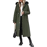 Jyanl Womens Long Puffer Winter Coats Fleece Jacket Down Parka Warm Overcoat Thicken Quilted Jacket Removable Fur Coat