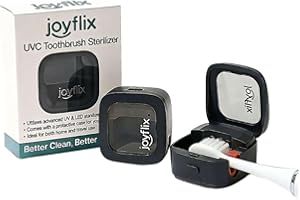 joyflix UV-C Toothbrush Sanitizer | Portable & Rechargeable | 99.9% Sanitization with Heating Function | Magnetic Mount, Trav