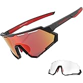 ROCKBROS Mountain Bike Glasses for Men Cycling Glasses with Interchangeable Polarized + Photochromic Lenses Sport Sunglasses