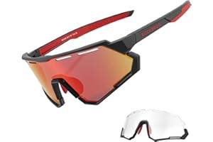 ROCKBROS Mountain Bike Glasses for Men Cycling Glasses with Interchangeable Polarized + Photochromic Lenses Sport Sunglasses