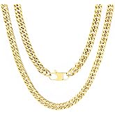 Tuewut Cuban Chain Necklace for Men,8MM Chunky Miami Silver Gold Stainless Steel Hip Hop Jewelry,18/20/22/24/26 inch Length -with Black Gift Box