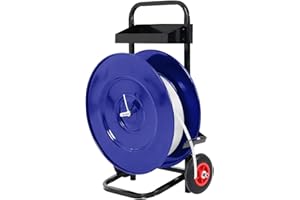 GCCSJ Portable Strapping Dispenser,Blue Sturdy Heavy Duty Strapping Cart Deluxe Steel for Packaging Materials Coil 9.5"-15.7" PET Strapping/Poly and Steel Strapping with 50 Packing Buckle Free