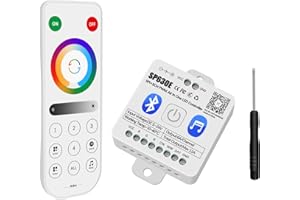 SP630E Bluetooth LED Controller Kit, 4 Zones 2.4GHz RF RB3 Remote & APP Control, DC5V-24V, Support FCOB/COB/SMD PWM & SPI Add