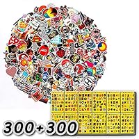 Snowboard Stickers(Pack100-600Pcs)- Laptop Vinyl Stickers for Waterbottle,Hydro Flask,Skateboard,Luggage,Motorcycle,iPhone,MacBook,Wall,Party Supplie(300 Big Pcs+300mini Pcs)