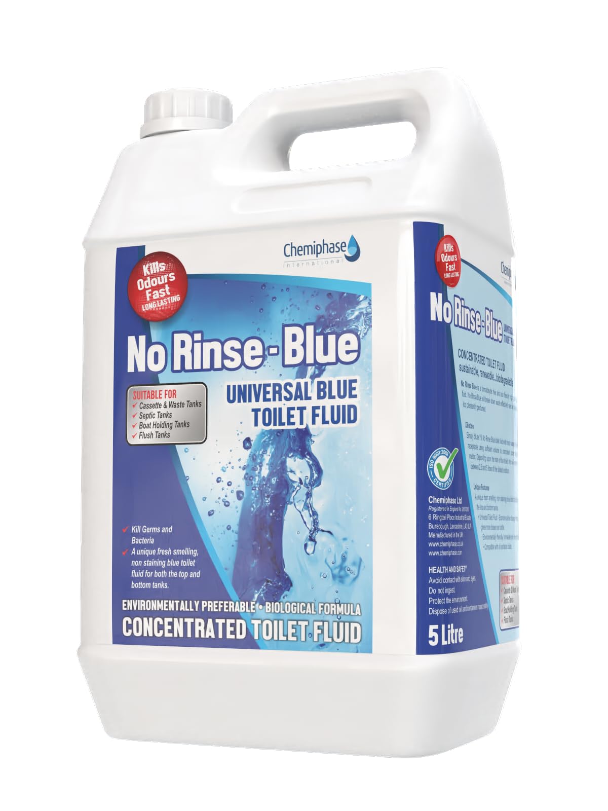 Chemiphase Blue Caravan Toilet Fluid 5L – No-Rinse Toilet Chemical for Cassette & Portable Toilets – Formaldehyde-Free