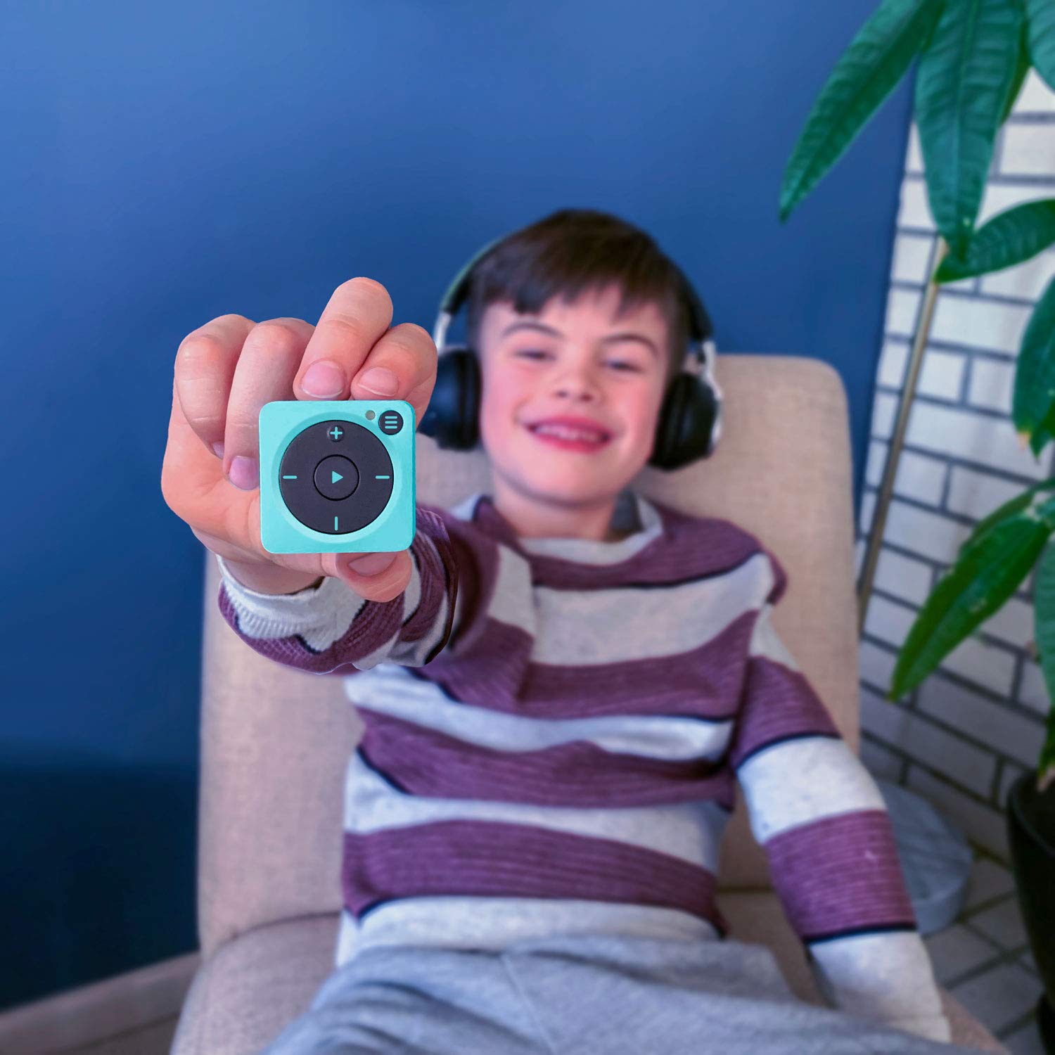 Mighty Vibe Spotify and Amazon Music Player - Bluetooth & Wired Headphones - 1,000+ Song Storage - No Phone Needed - Blue