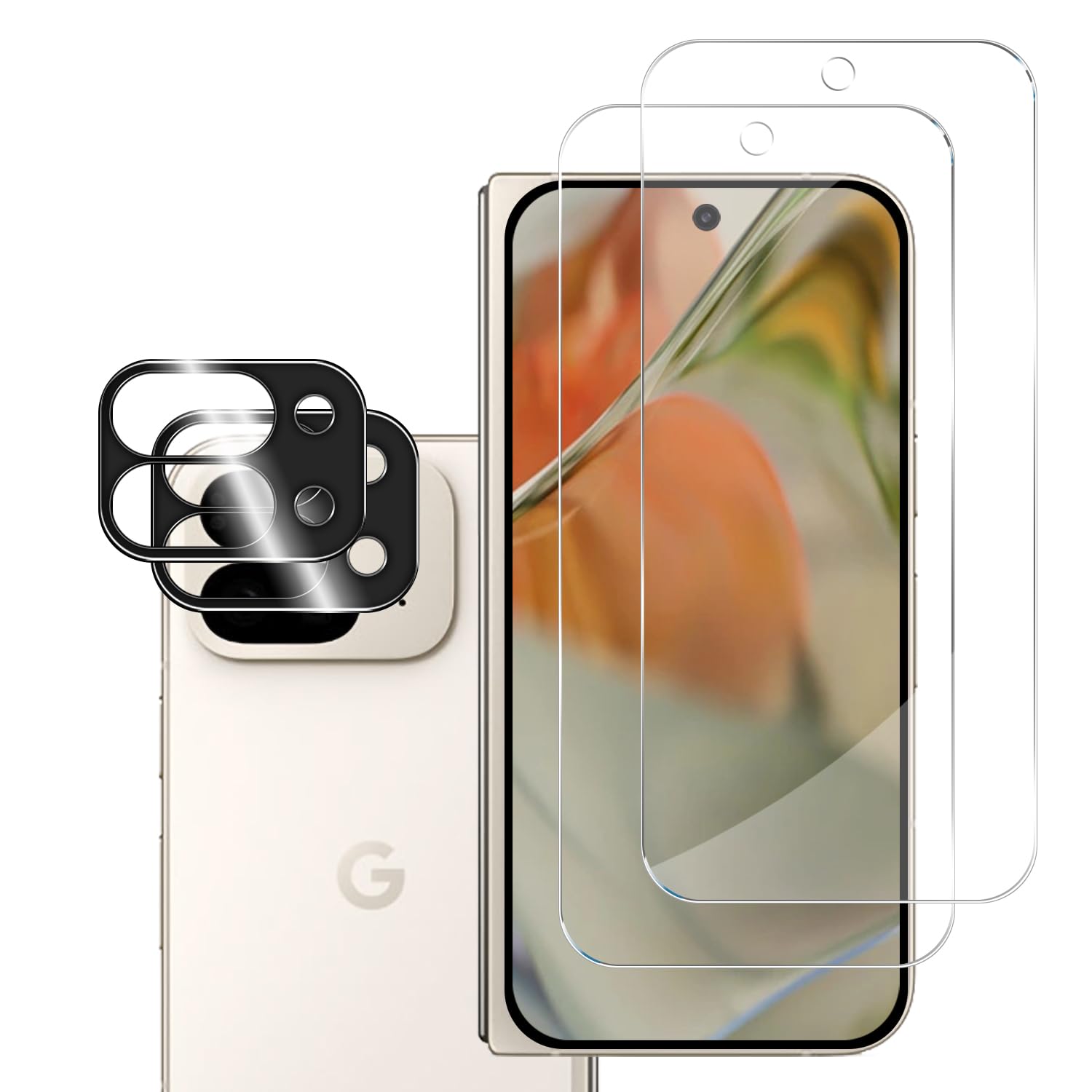 Photo 1 of BIGFACE for Pixel 9 Pro Fold Tempered Glass Screen Protector + Camera Lens Protector [2 + 2 Pack][Ultrasonic Fingerprint Unlock][Anti-Scratch][Case Friendly] HD Film for Google Pixel 9 Pro Fold 5G