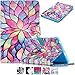 UUcovers Case for Samsung Galaxy Tab E 8.0 Inch 2016 released Tablet SM-T377A/T377V/T377P/T375/T378 Slim PU Leather Folio Stand TPU Back Shockproof Wallet Cover with Card Pockets, Rainbow Lotus Flower
