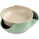 Plutreas Double Dish Pistachios Bowl, Snack Serving Bowl for Peanuts Pistachios Cherries Edamame Fruits Candy (Green)