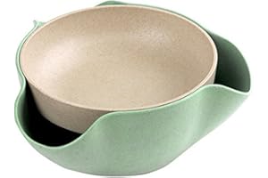 Plutreas Double Dish Pistachios Bowl, Snack Serving Bowl for Peanuts Pistachios Cherries Edamame Fruits Candy (Green)