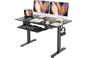 Claiks Standing Desk with Keyboard Tray, Standing Desk Adjustable Height, Raising Desks for Home Office and Computer Workstation, 48 Inches, Black