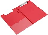 Rapesco VFDCB0R3 Foldover Clipboard with Pocket A4+ Red
