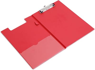 Rapesco VFDCB0R3 Foldover Clipboard with Pocket A4+ Red