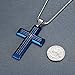 Men's Stainless Steel Large Lord's Prayer Cross Pendant Necklace, Blue Color, 23