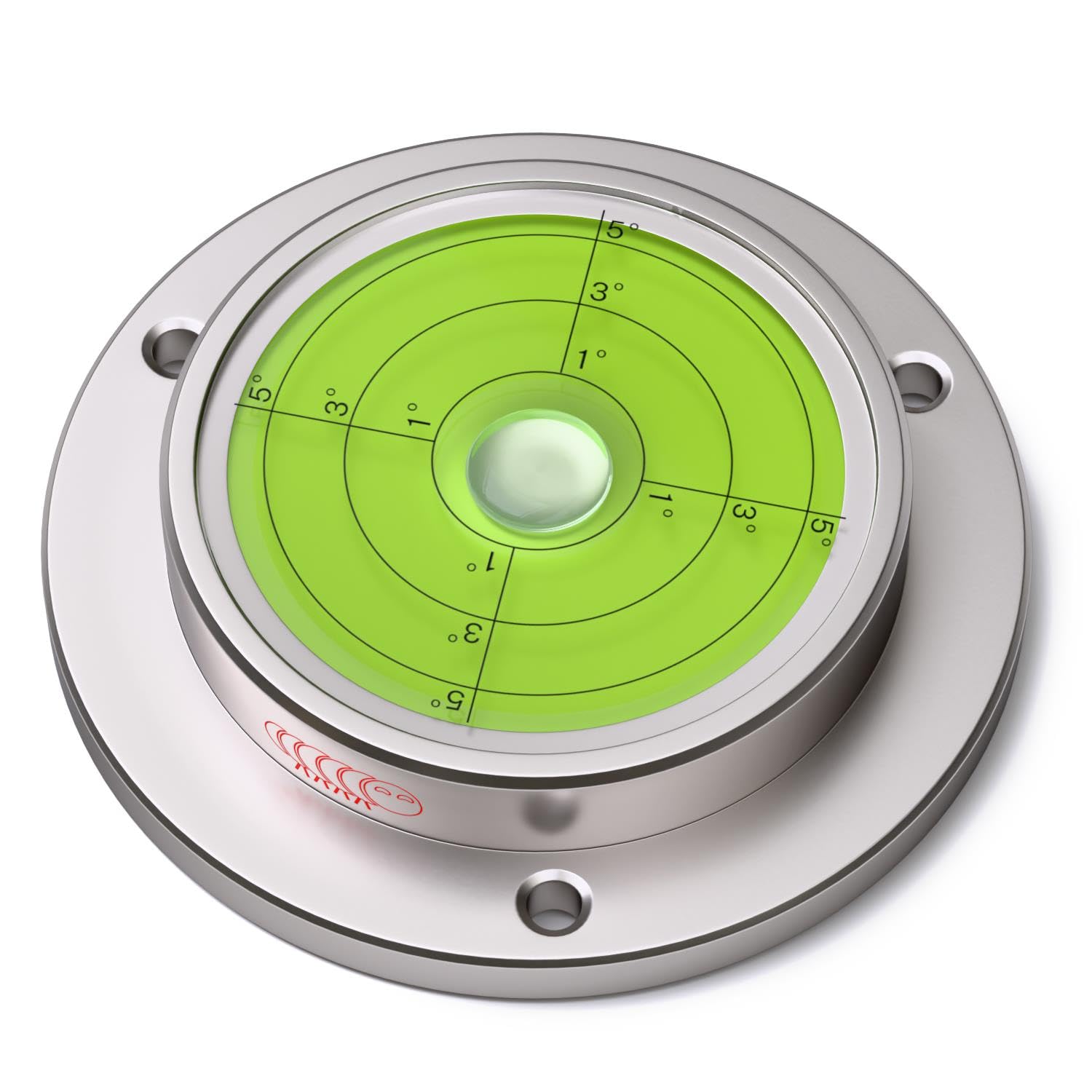 100mm Flanged Metal Circular Angle Spirit Bubble Degree Level (Green aqueous) Degree Marking - Green