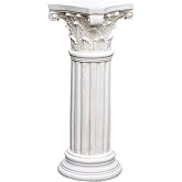 VISIBLE Decorative Roman Column Pedestal, Black Bronze, MGO Cement with Fiber, Classical Garden Pillar, Indoor Outdoor Decor (White, 33.5IN)