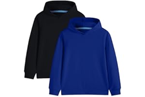 Comche 2 Pack Cotton Kids Hoodies Light Weight Sweatshirts (Thin) Boys Girls Fall Spring Long Sleeve Pullover Toddlers Tops