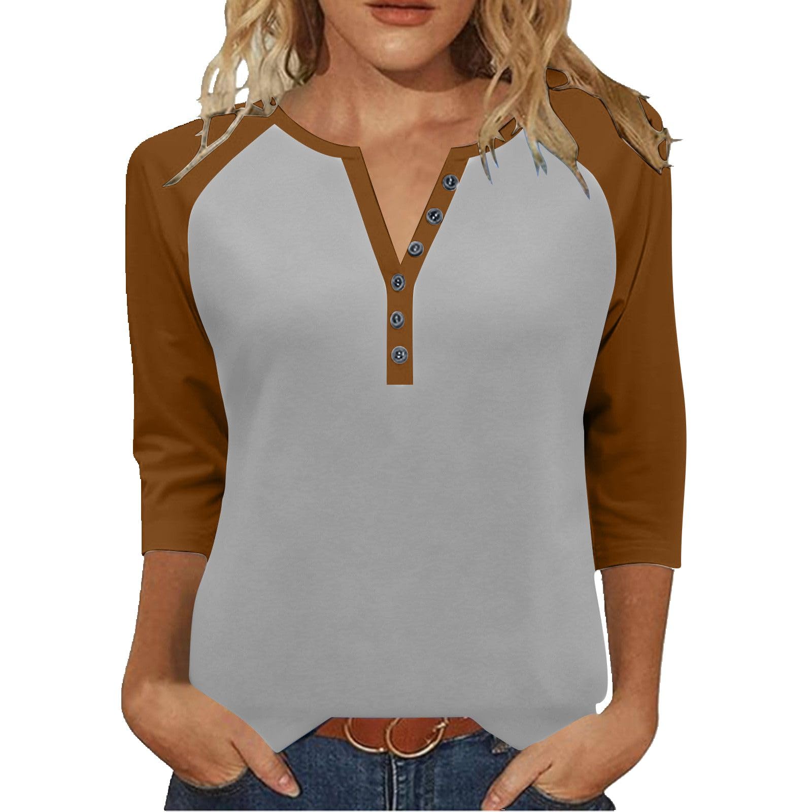 Womens 3/4 Sleeve Tops and Blouses Plus Size