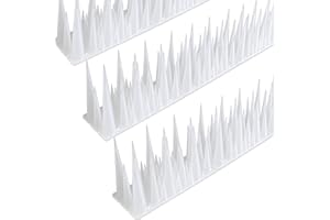 KOKMEYA Bird Spikes, 1.2m Tall Bird Deterrent Spikes, 3 Pack Plastic Anti Pigeon Spikes for Outside to Keep Birds Away Fence Spikes,Bird Scare for Woodpecker, Pigeon, Raccoon(Clear)