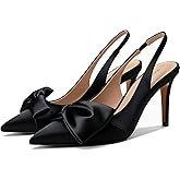 Manoloshow Women's Slingback Pumps Bow Pointed Toe Pumps with Elasticated Strap Pumps for Women 3.3" High Heels Evening Comfy Dress Shoes