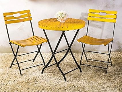 Matchless Bistro Garden Set Of 1 Table And 2 Chair (Yellow)