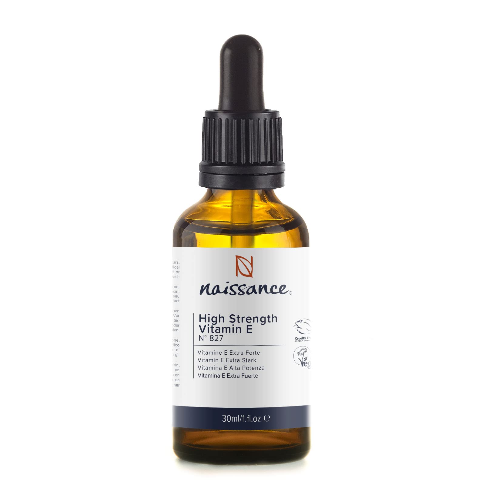 Naissance High Strength Pure Vitamin E oil 29,500 IU - 30ml - Natural Antioxidant Plant-Based Vegan Liquid Drops for Skin, Face, Body, Nails, DIY Beauty Blends