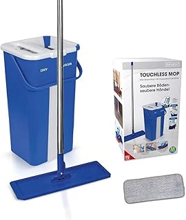 Mediashop Livington Touchless Mop – Bodenwischer Set mit Eimer zum Auswringen ohne Bücken – Wischmopp für einfache Reinigung und saubere Hände – 2,7 L Wischeimer