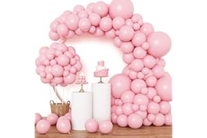 RUBFAC Pink Balloons 129pcs Light Pastel Pink Balloon Different Sizes 18 12 10 5 Inch for Garland Arch Birthday Party Baby Shower Gender Reveal Wedding Anniversary Easter Decoration