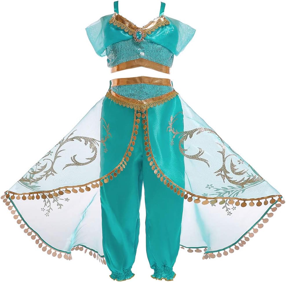 Credible 子供 用 アラビアン プリンセス ドレス 豪華７点セット トップス パンツ ハートのティアラ ネックレス ブレスレット 魔法のステッキ Credibleオリジナルグッズ 1cm Nt5122 キッズコスチューム おもちゃ Amazon