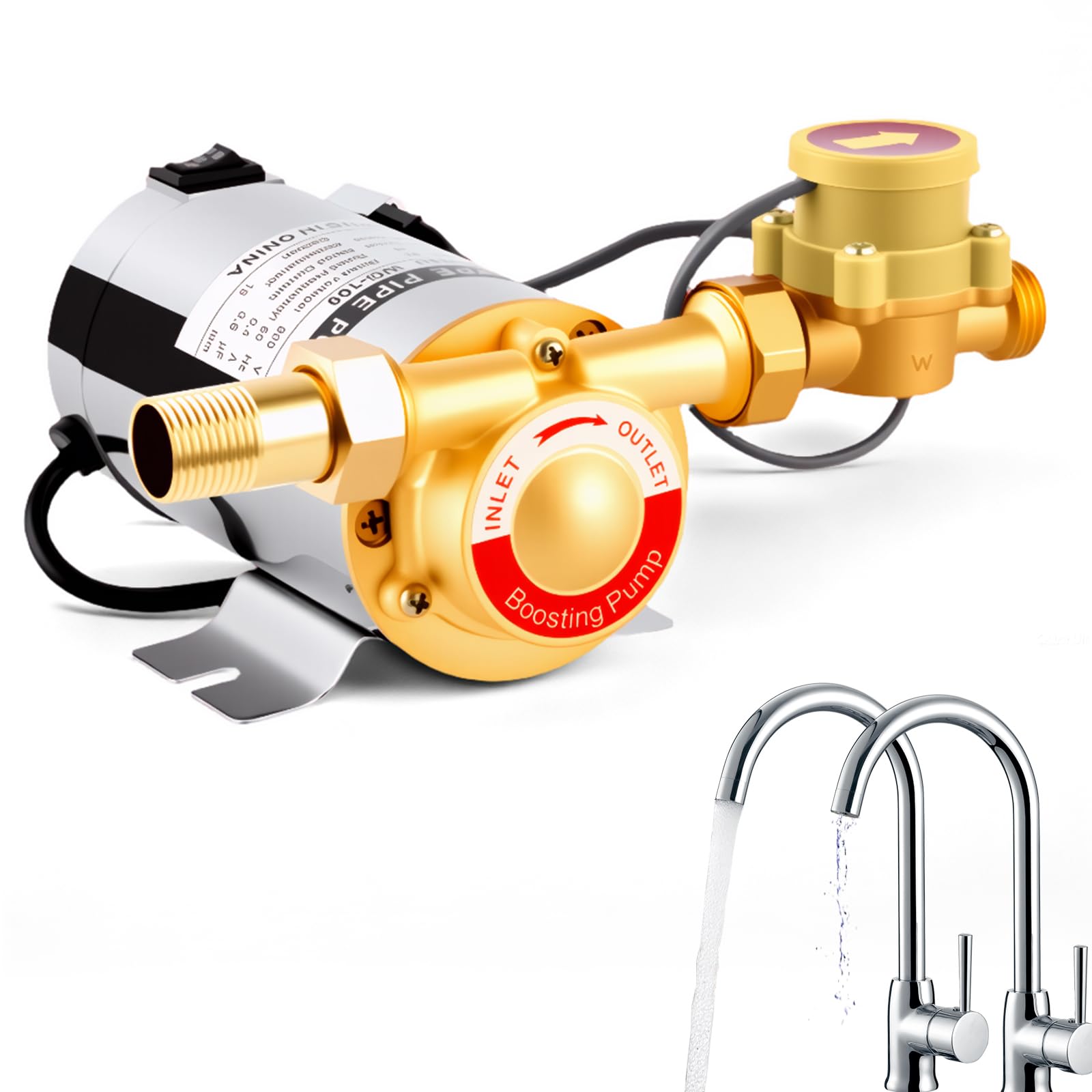 Photo 1 of 110V 100W Water Pressure Booster Pump for Home, Water Pressure Booster Pump with Automatic Water Flow Switch for Household Shower, Kitchen, Bathroom, Irrigation