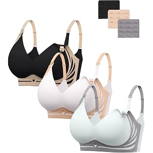 HBselect Nursing Bras for Breastfeeding 3 Pack Women Maternity Jelly Bras | Wireless Jelly Support Nursing Bras, Full Coverag
