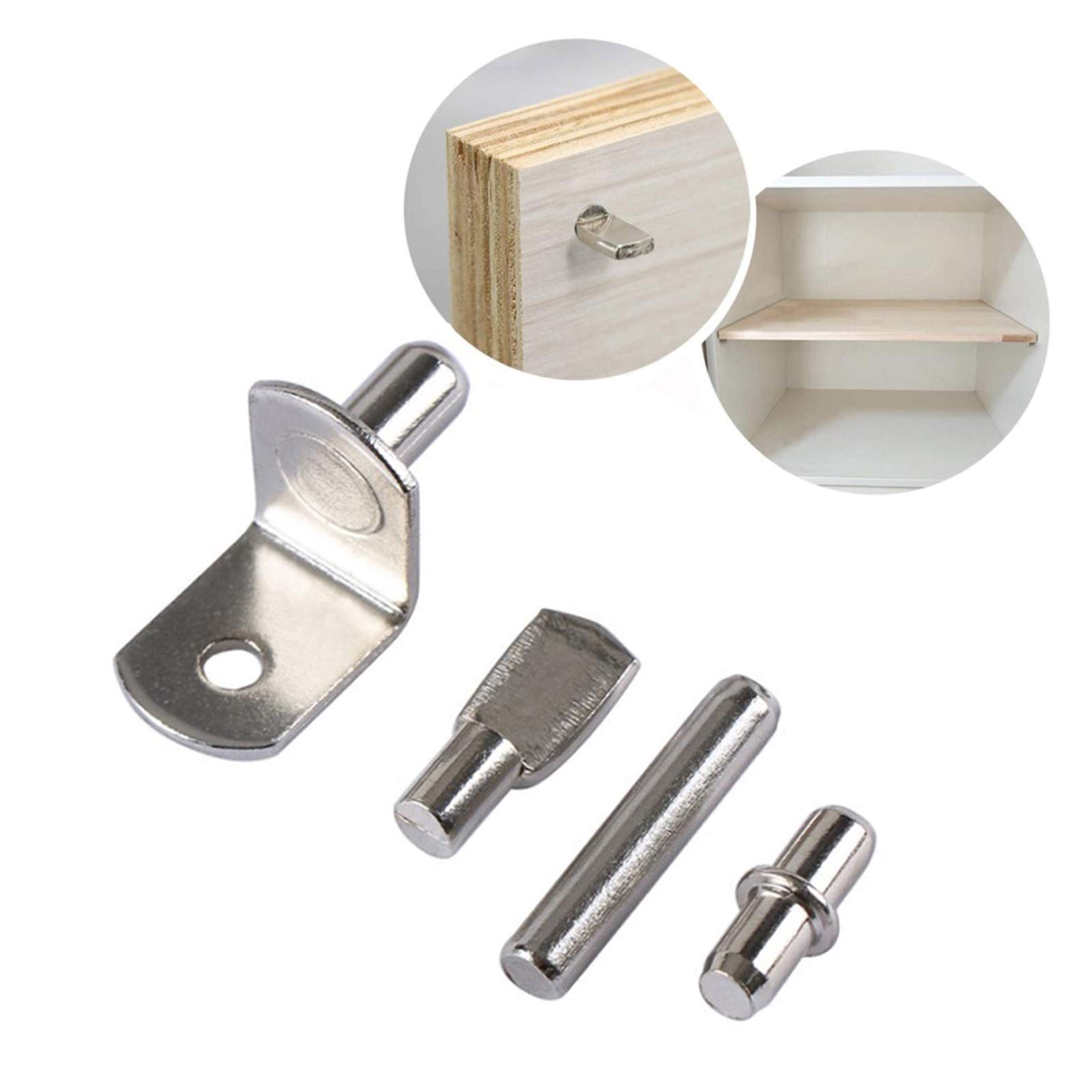 80 Pcs 4 Styles Shelf Support Pegs, Shelf Pins Kit, Shelf Support Cupboard Supports Stainless Steel, for Cabinet Furniture Closet Shelf Bracket Wardrobe Office Accessories Display Stand