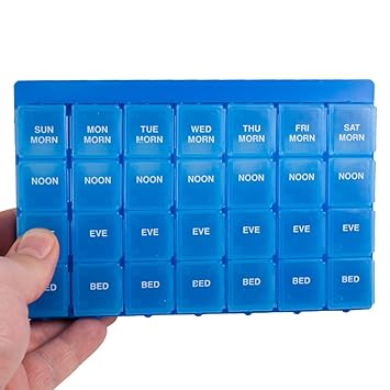 Weekly Pill Organizer 7days 4 Times A Day Each Compartment Holds 12 Aspirin