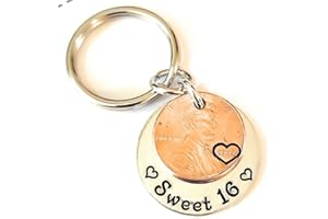 Tucker's Trinkets And Treasures Sweet 16 Birthday Gift, Birth Year Penny Key Chain, 16th Birthday Gift, 16 Year Old