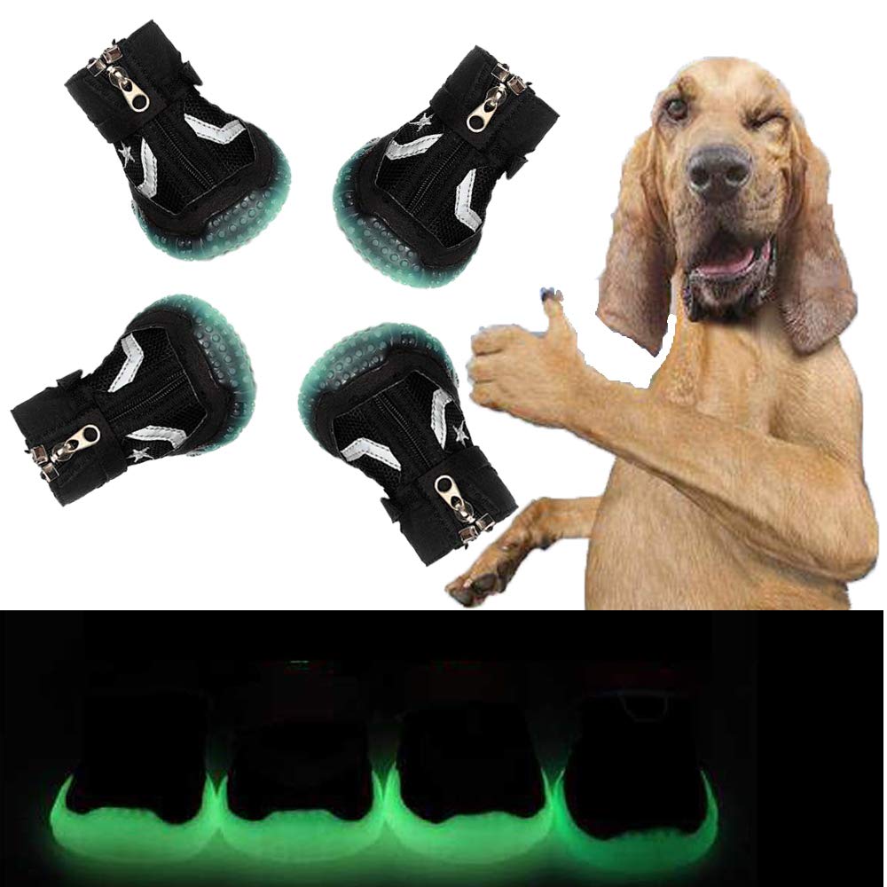 Sforza Hundeschuhe Pfotenschutz Hund, Gemütlich Sole mit Leuchtend bei Dunkelheit, Schwarz M