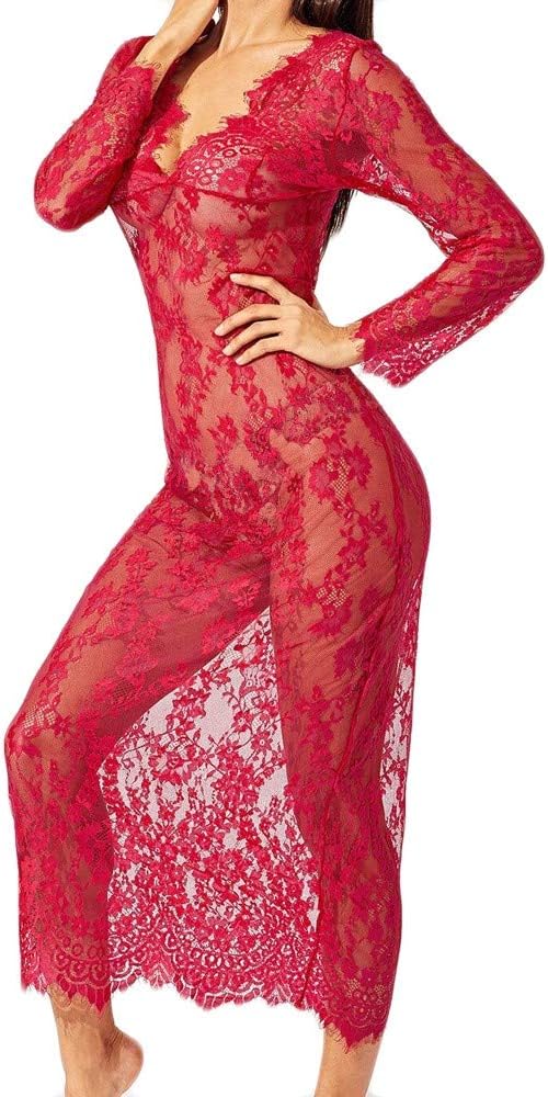 Sleepwear Women's Sexy Lace Temptation Underwear Nightgown Lingerie Long Dress Pajamas