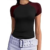 Abardsion Trendy Baby Tees for Women Y2K Shirts Cute Short Sleeve Crewneck Slim Fit Going Out Tops