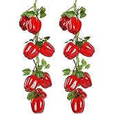 VIOCIWUO Artificial Hanging Bell Pepper String 2Pcs, Simulated Lifelike Hot Chili Vegetable Fruit Garland Vine for Home Kitchen Fruit Shop Supermarket Farm Party Wall Decoration