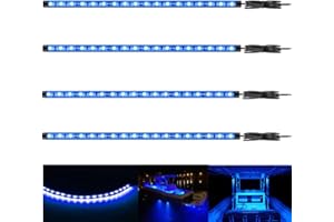 Vbakor Boat Led Strip Lights, 4 Pcs 24'' Marine Interior Courtesy Deck Navigation Lights, Super Bright Waterproof Marine Led Lights Strip for 12V Pontoon Fishing Boat Yacht Kayak Sailboat (Blue)