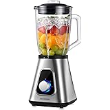 Blender for Shake and Smoothies, SHARDOR Powerful 1200W Countertop Blender for Kitchen, 52oz Glass Jar, 3 Adjustable Speed Co