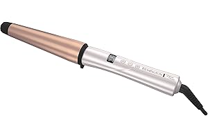 Remington Shine Therapy 1-1 ½” Curling Iron, Argan Oil & Keratin Tapered Hair Curling Wand, White