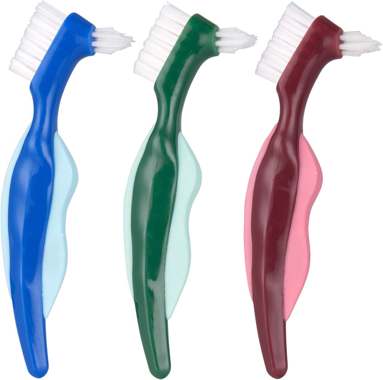 Stiffness, Hard Denture Brush Toothbrush with Premium Carrying Case for Denture Care,Denture Double Sided Brush Cleaning False Teeth(3 Pack): Health & Personal Care