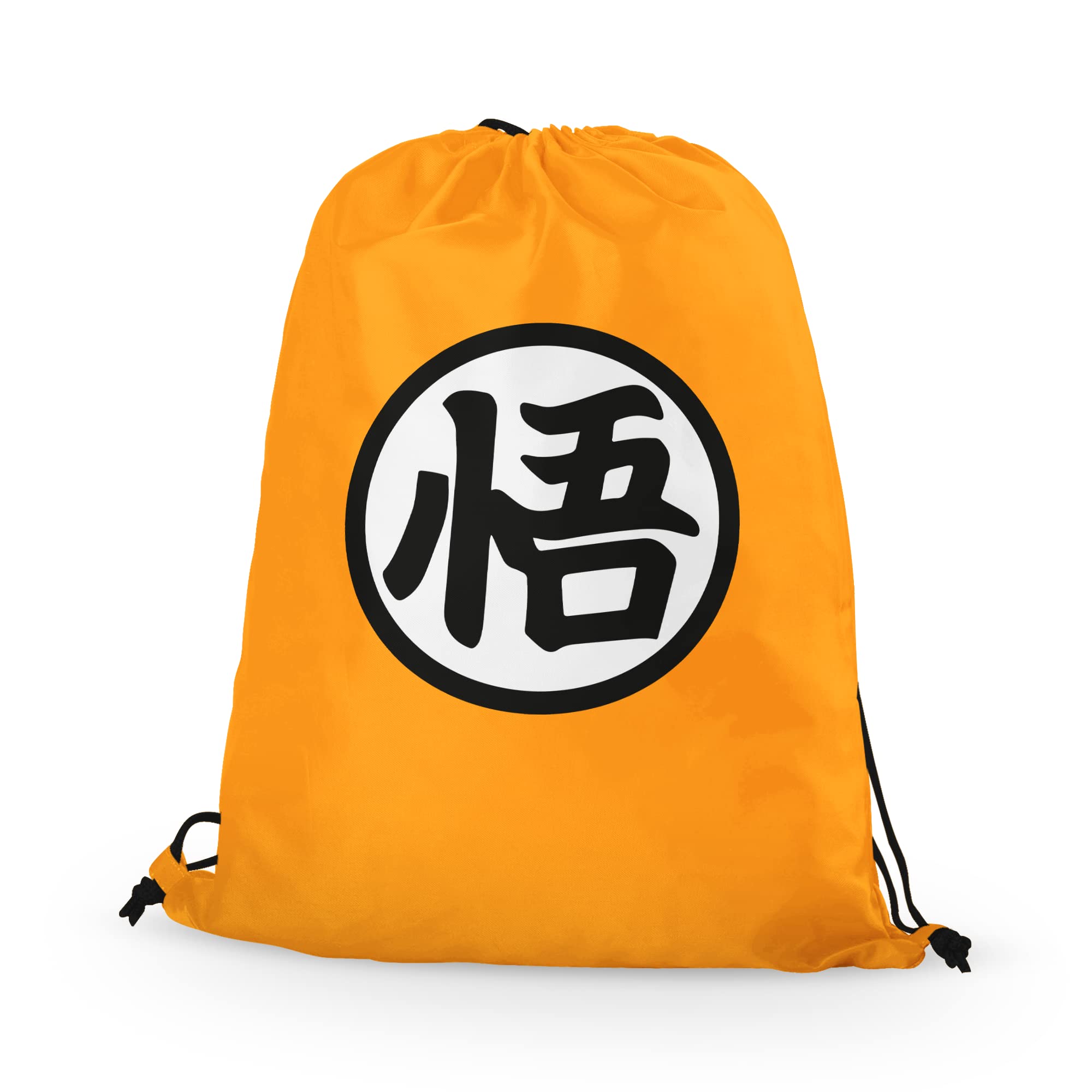SMARTYPANTS Orange Goku Drawstring Bag - Japanese Anime Kakarot TV Cartoon Manga Gym Football Swimming Dance Back to School Nursery Primary Backpack Gift Present (Orange)