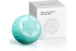 HICC PULE Smart Interactive Cat Toy Ball, Automated Cat Toy Power Ball Cat Toy, Kitten Toy, USB Rechargeable Cat Toys for Indoor Cats with Colorful Light, Star Pattern, Blue